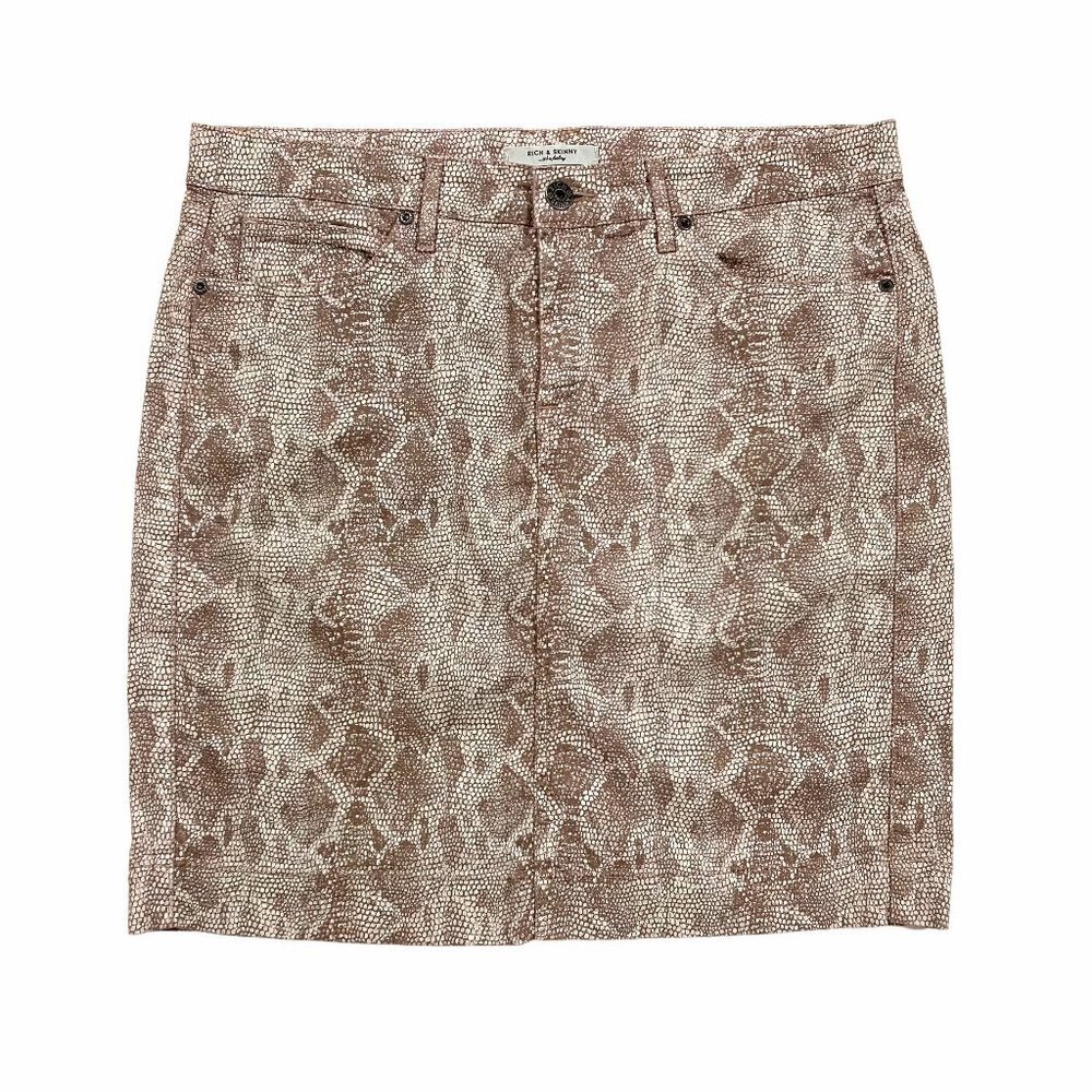 Rich & Skinny Women Rattlesnake Animal Print Lyocell Cotton Skirt Sz 31 Stretchy